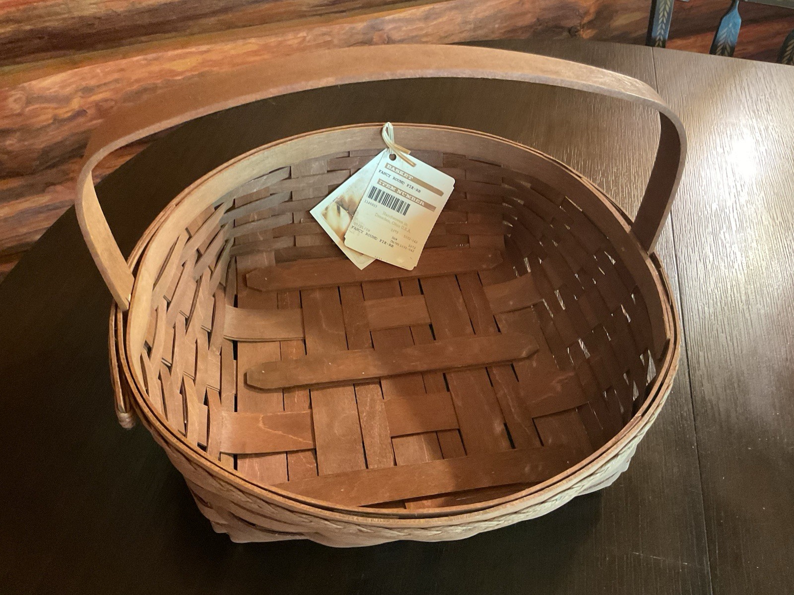 Longaberger 2009 Rich Brown Pie Basket W/Handle~Brand New~Complete Set