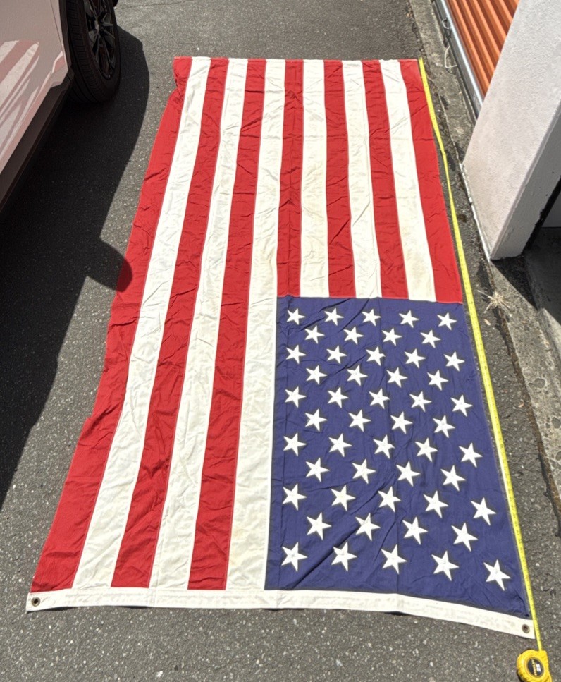50 Star US Flag – Vintage Original Valley Forge Flag Co Embroidered/Sewn 118”X55
