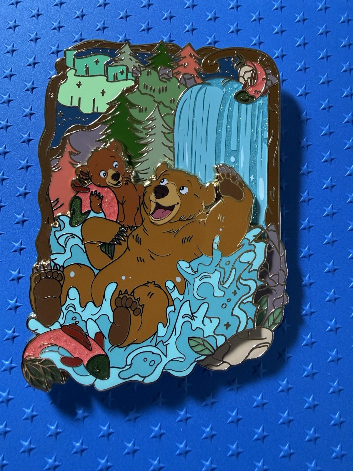 Brother Bear 4 In Jumbo Fantasy Pin, By Roman N Pins LE 75 Gilded And Glitter ￼