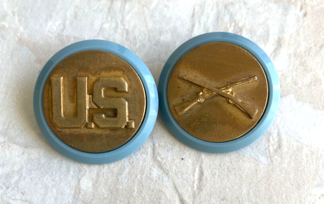 US Army Infantry Insignia Set Military Uniform Pins N.S. Meyer Inc. NY WWII