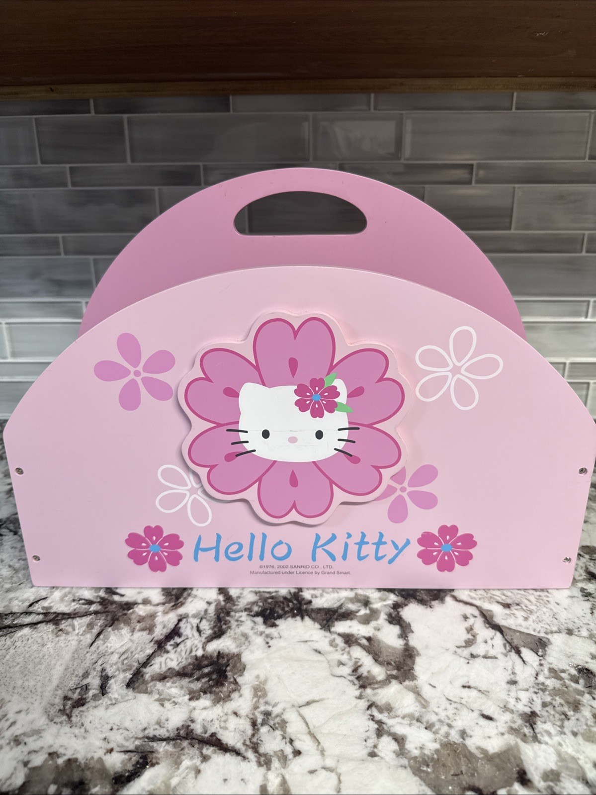 Vintage 2002 Sanrio Hello Kitty Storage Big Wood Heavy Caddy