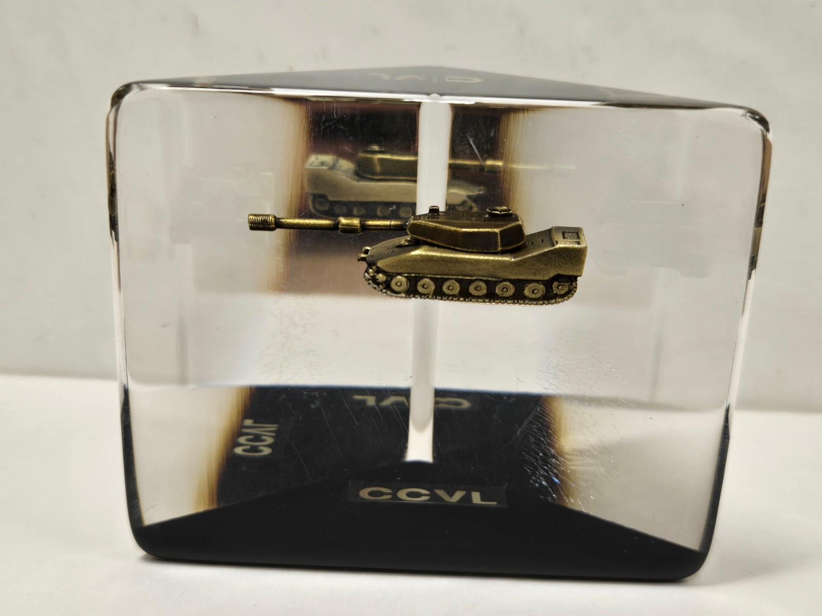 CCVL M8 Tank Metal Figure in “Crystal Clear Lucite” RARE Military Collectible