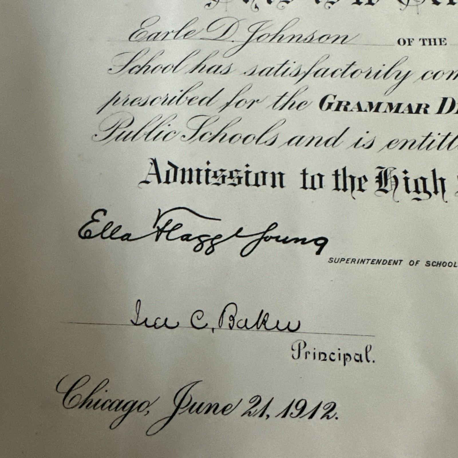 Antique 1912 Public Chicago High School Grammar Diploma Certificate 16×12”