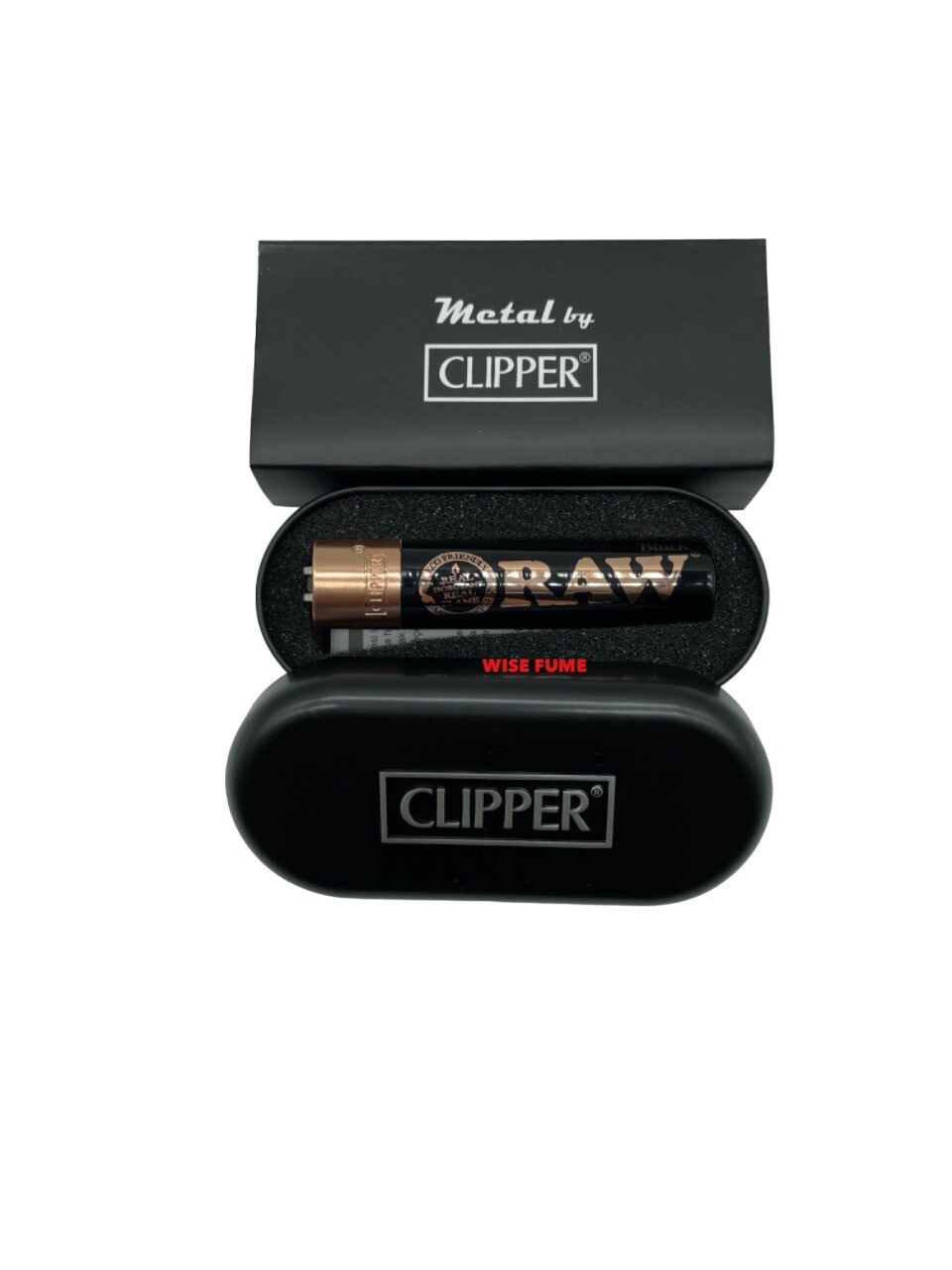 2x Clipper Raw Full Size Refillable full Metal Lighter Gold and Black