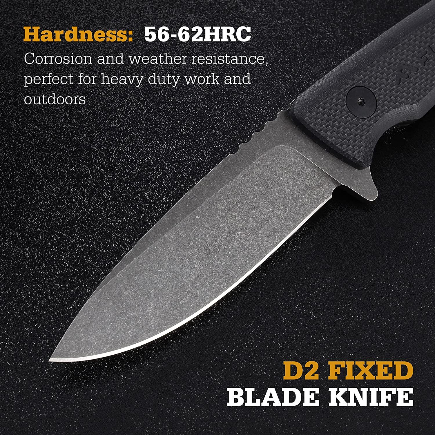 Flissa Fixed Blade Hunting Knife 8-1/2-inch Full Tang G10 Handle Survival Knife