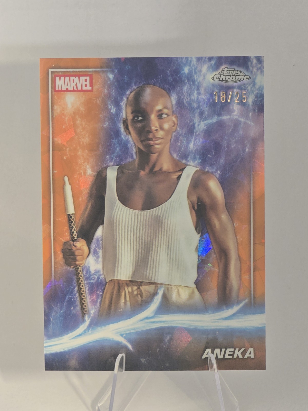 2025 Topps Marvel Studios Chrome Sapphire Aneka Orange Sapphire /25