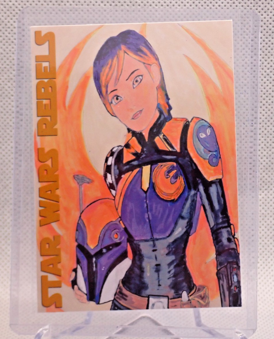 Star Wars SABINE WREN , CUSTOM CARD, REBELS, PRINT FROM ACRYLIC ON PAPER