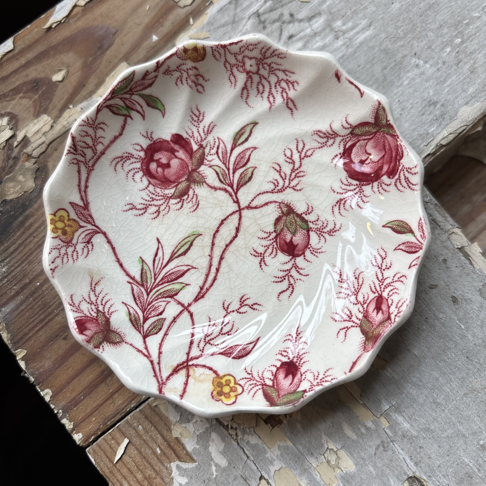 Vintage Copeland Spode Rosebud Chintz Butter Pat 3.25”