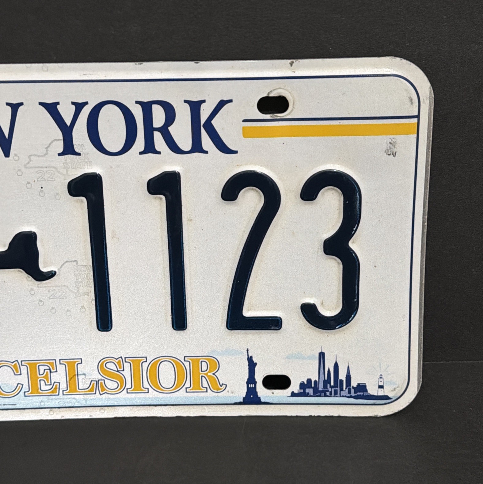 Pair NY New York Excelsior License Plates LCF1123 LCF 1123 Tag 2 Piece Set Blue