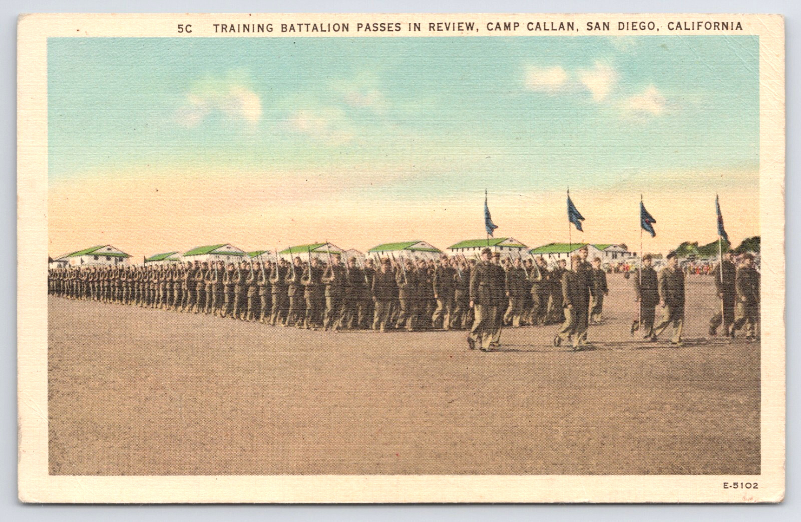 Postcard Camp Callan Army Training Camp 1941-1945 Troop Ceremony San Diego, CA