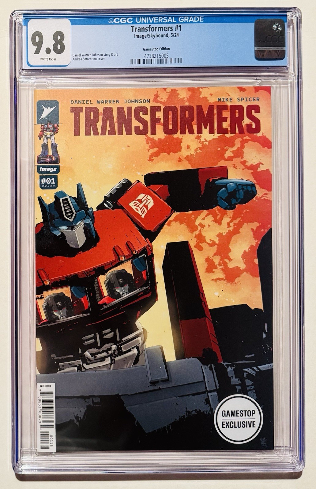TRANSFORMERS #1 CGC 9.8 WITH WHITE PAGES (GAMESTOP EDITION) IMAGE COMICS 2024