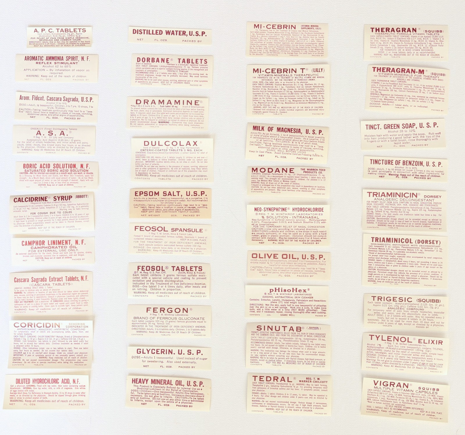 Vintage Pharmacy Apothecary Bottle Labels NOS 1950-60’s (Lot of 38 as pictured)