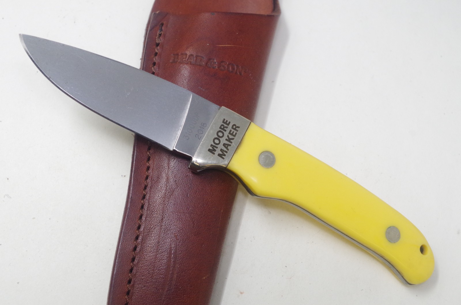Moore Maker Yellow Delrin Drop Point Hunter Knife 3100UDP USA – Factory Second