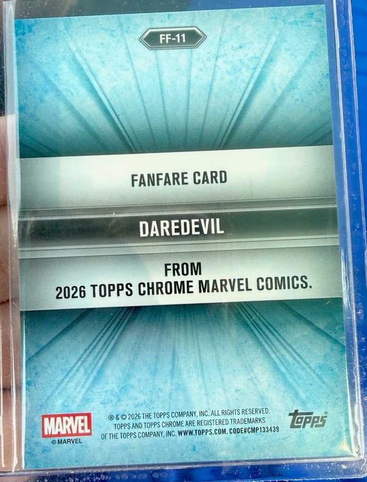 2026 TOPPS CHROME MARVEL #FF-11 DAREDEVIL FANFARE GREEN SPECKLE /99 (EL