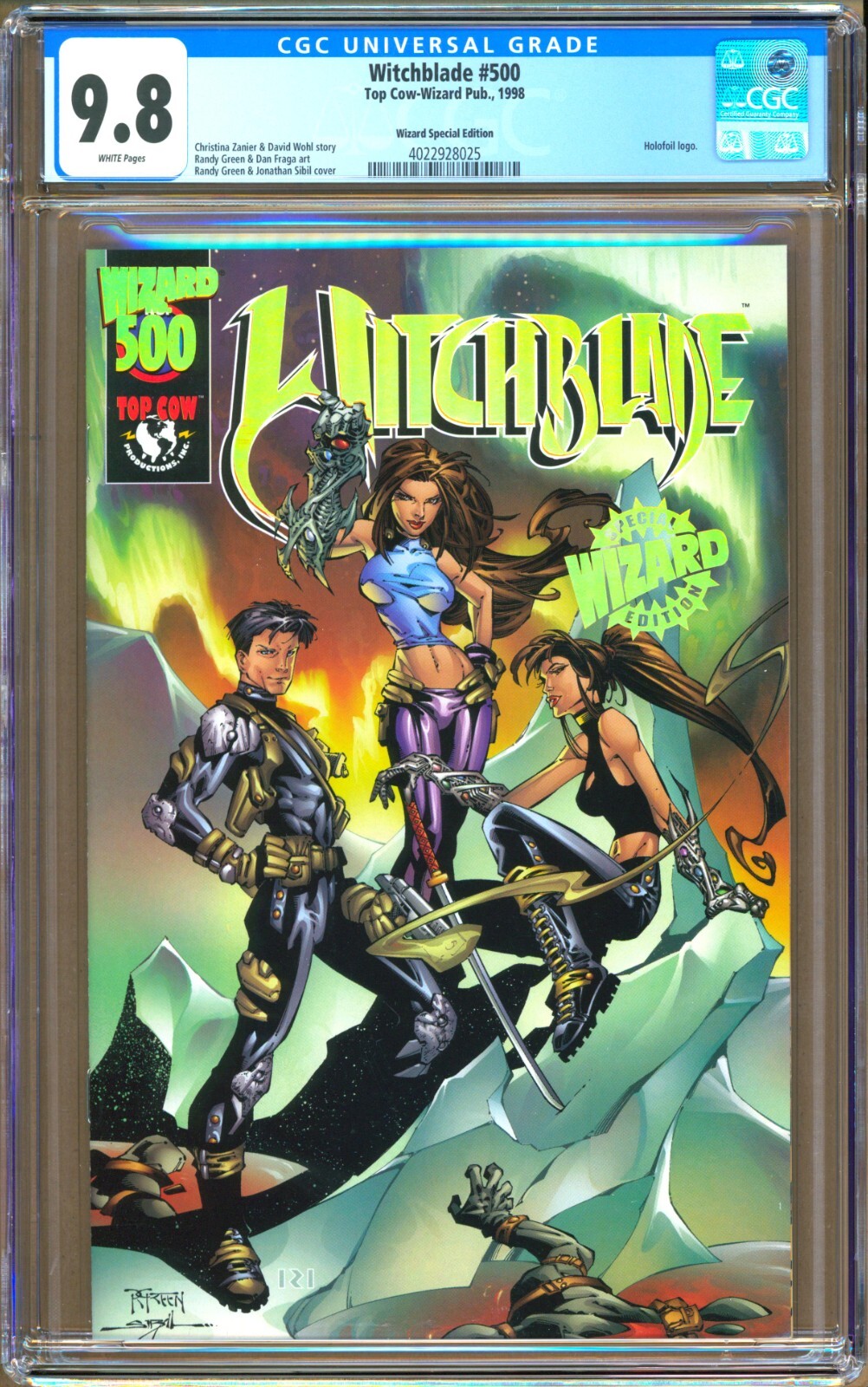 Witchblade #500 (1998) CGC 9.8 WP Zanier – Wohl – Green “Wizard Special Edition”