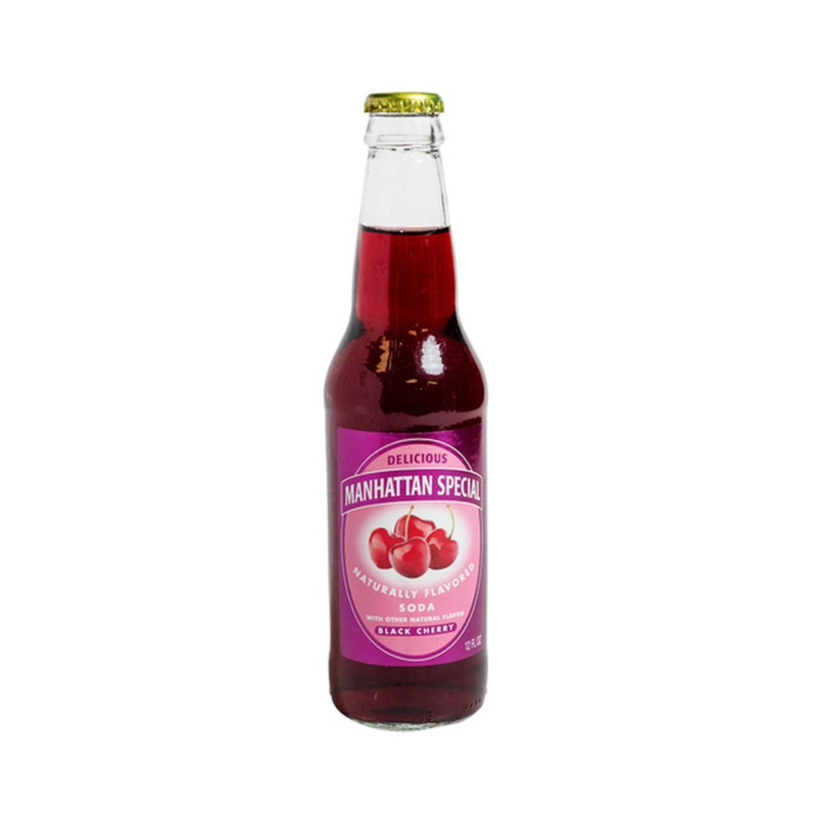Manhattan Special Delicious Black Cherry Soda 12oz / 6 Pack Glass Bottles