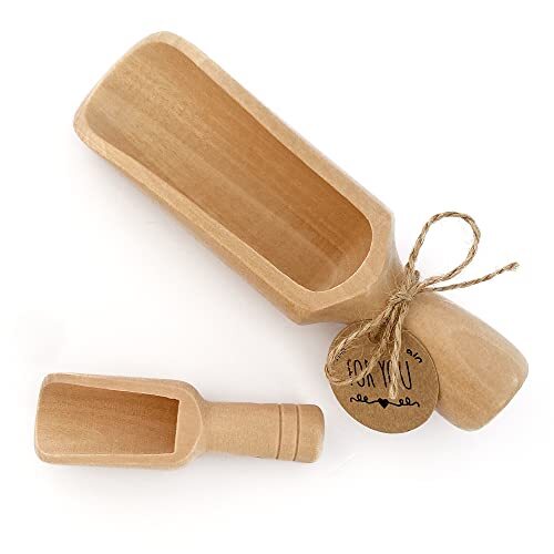 Wooden Scoop (5.5″+3″) 1Big 1Small bath salt scoop Natural Beech Wood Scoop