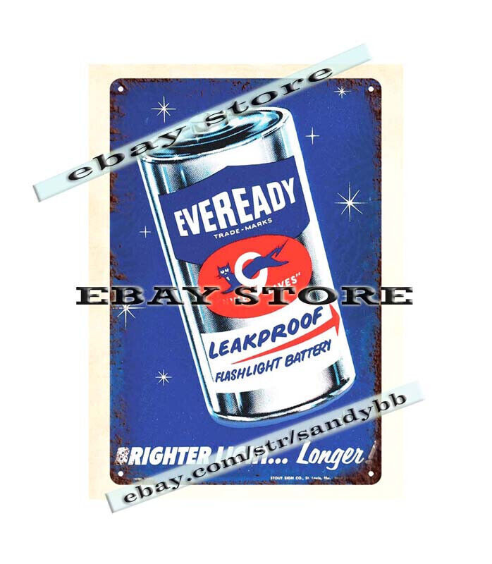 indoor outdoor living room wall decor EVEREADY BATTERY metal tin sign