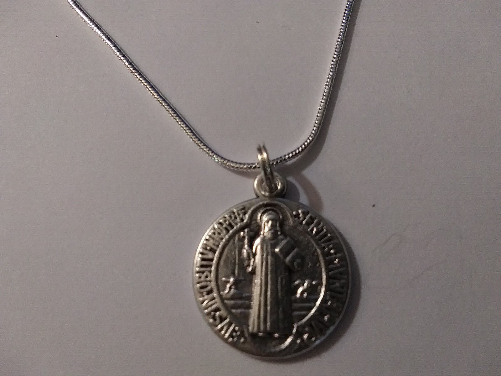 St Benedict Protection Medal Pendant 925 Sterling silver Necklace prayer card