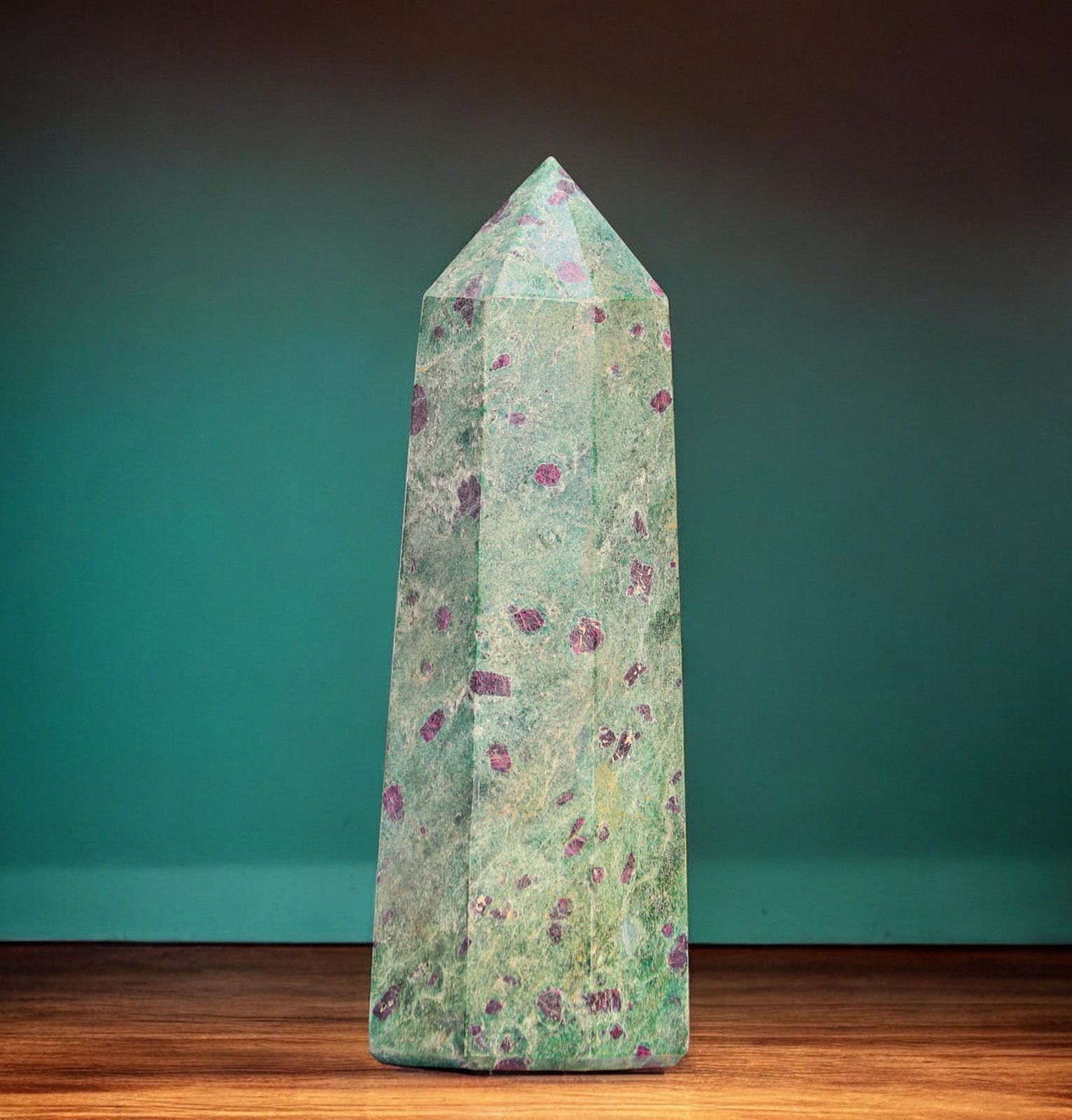 190mm Ruby Fuchsite Mineral Specimen , Home Decoration Reiki Stone Tower Point