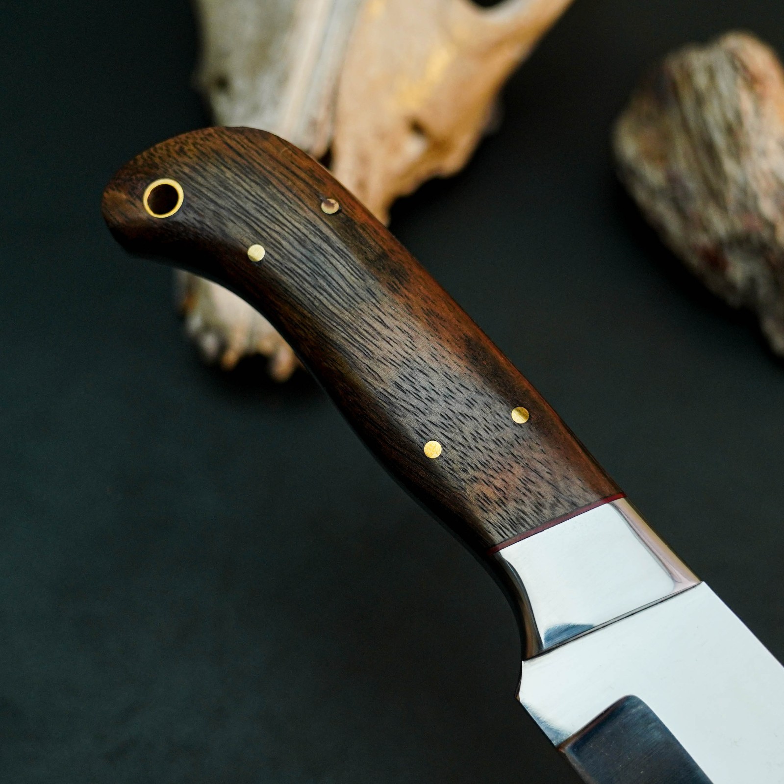 8.7 Inch Bushcraft Hunting Knife Stainless Steel Hunting Blade Wood Handle