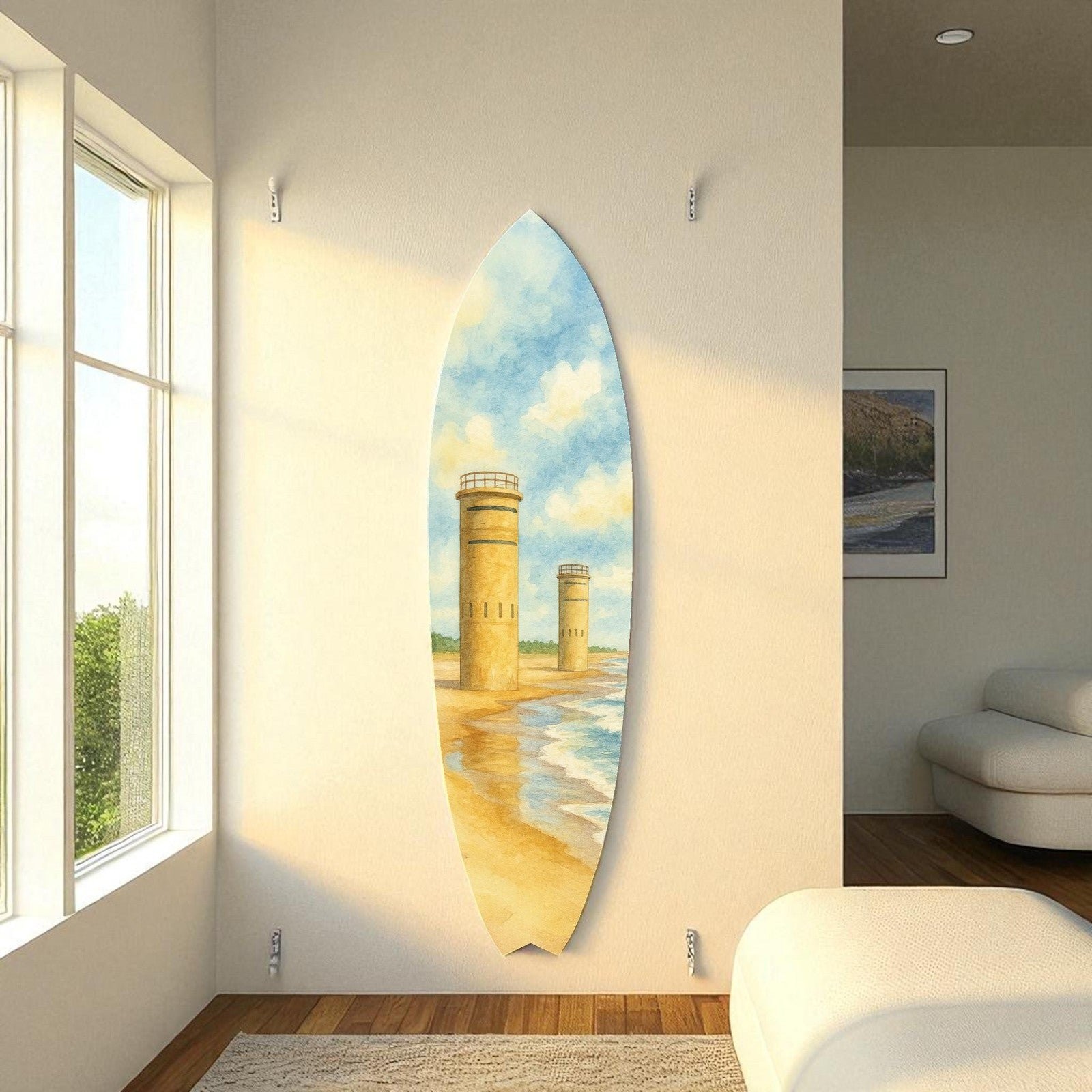 Cape Henlopen Delaware Surfboard Sign, WWII Observation Tower Decor, Coastal Art