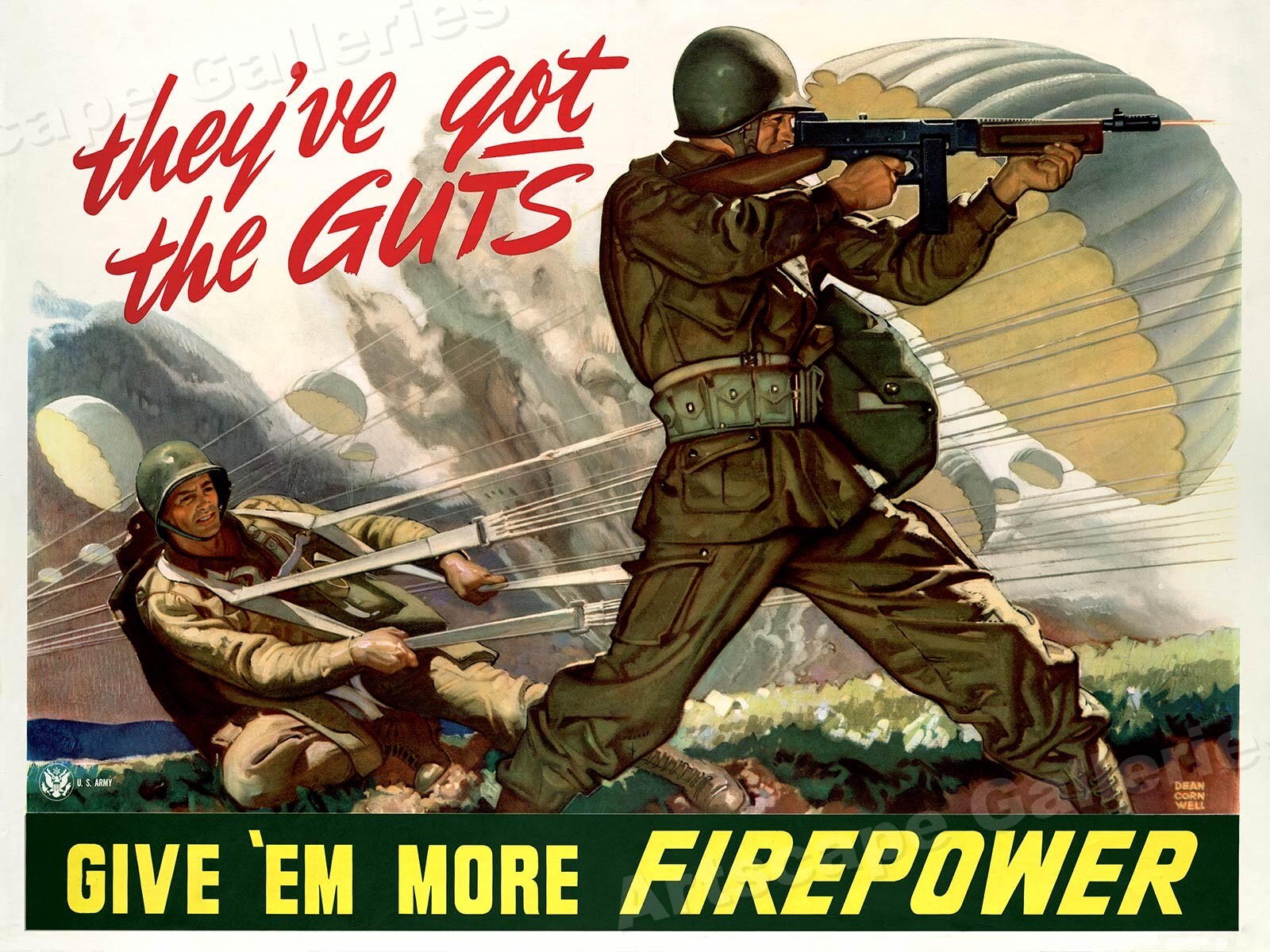 “Give ‘Em More Firepower!” WW2 US Army Airborne War Poster – 18×24