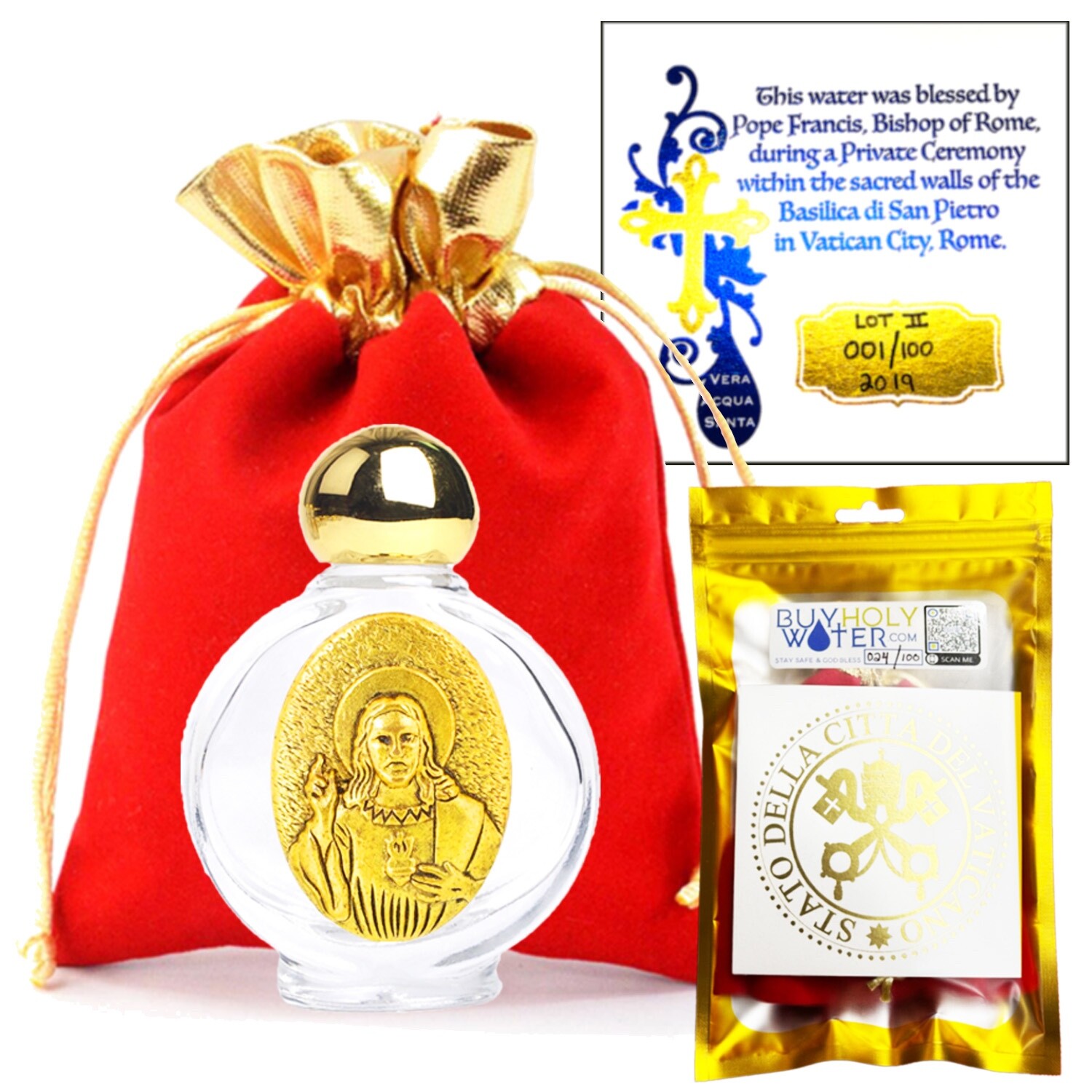 Blessed Holy Water Jesus Christ Vial Font Pope Francis Blessed RIP Christian