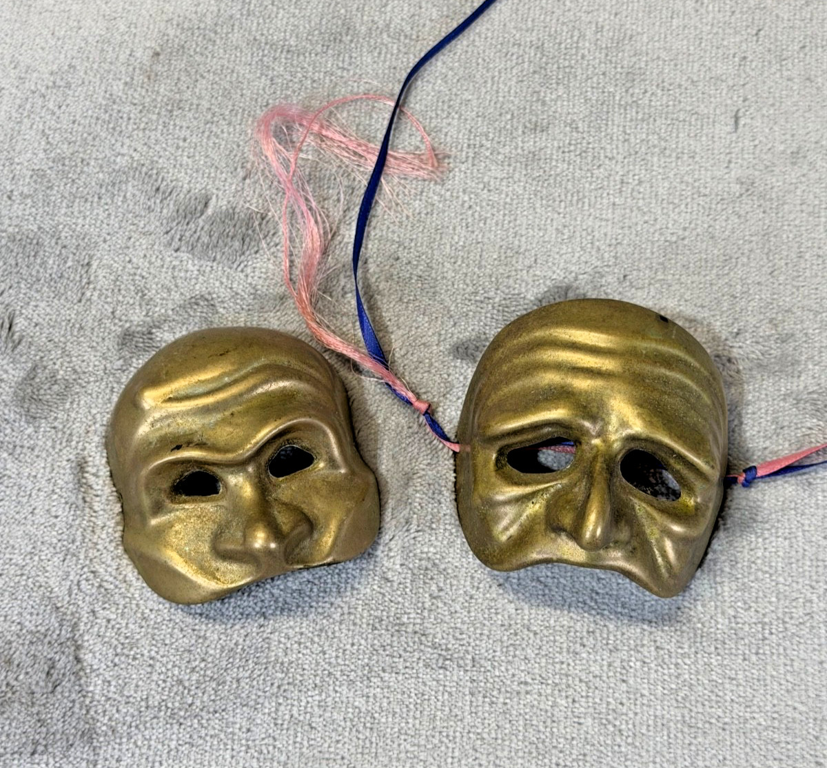 VTG Brass 2.25” Comedy Tragedy Masks Wall Hanging Crowning Touch Collection