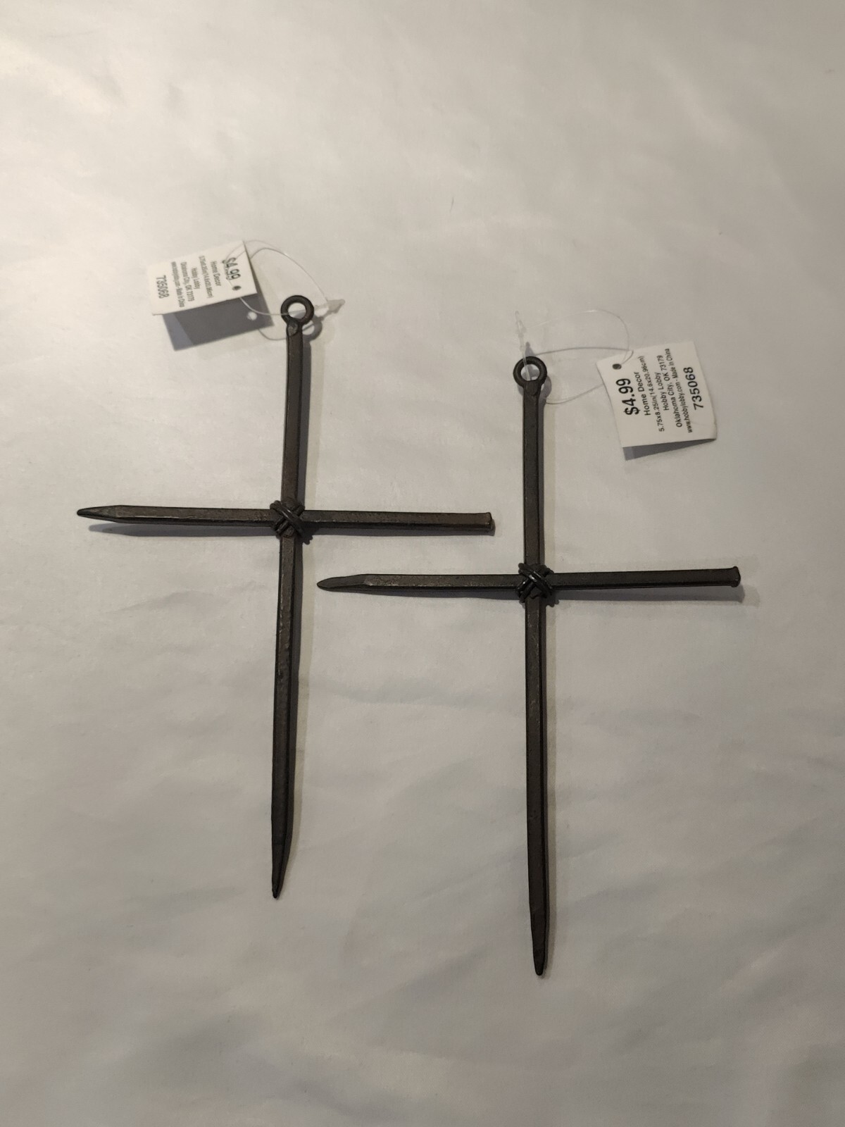 2 Hobby Lobby CATHOLIC Crucifix Christian Crucifixion Cross Nail Flat Head Metal