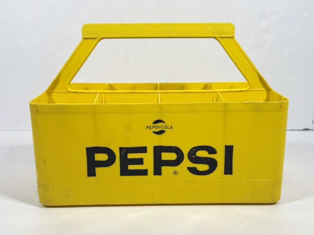 Vintage Pepsi-Cola Plastic Yellow Bottle Carrier – Holds 8 Bottles