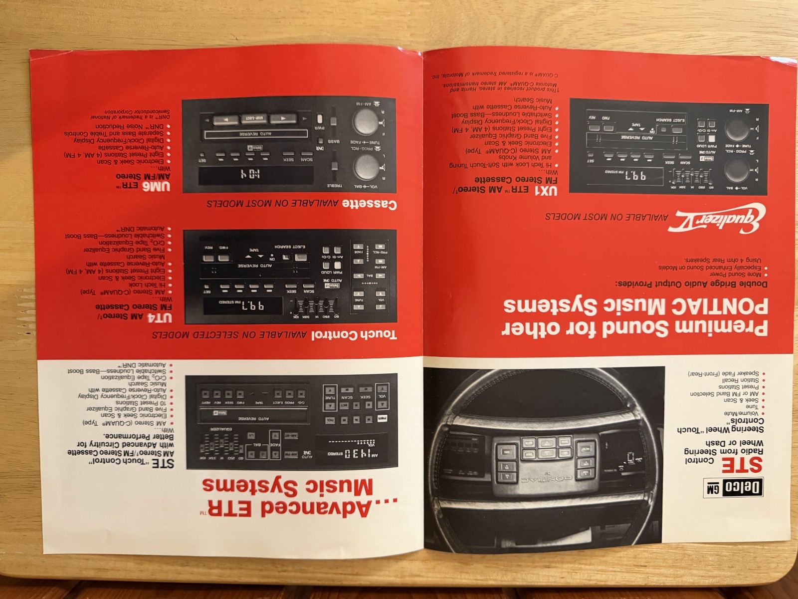 ORIGINAL VINTAGE BROCHURE DELCO GM MUSIC SYSTEMS Pontiac GM 1986