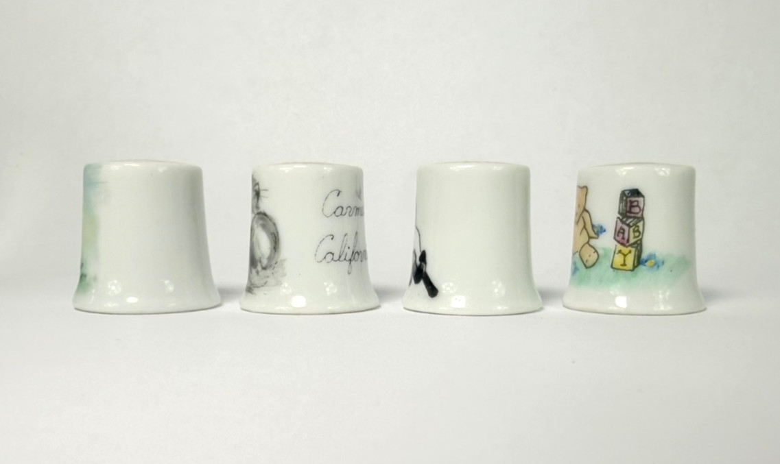 Gail Boekel Thimbles Cat Seahorse Raggedy Anne Fairy Pig Bug Frog Doves Bear VTG