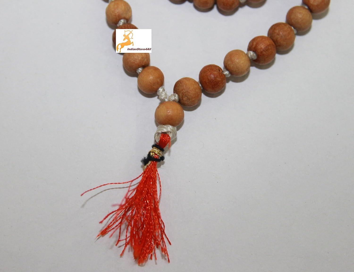 8MM TULSI HOLY BASIL PRAYER BEADS JAPA MALA NECKLACE HAND KNOTTED. KARMA (108+1)