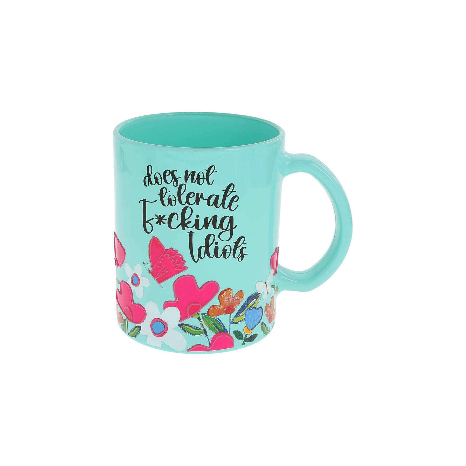 Pavilion Gift Idiots 18oz Glass Mug Funny Floral Coffee Tea Cup