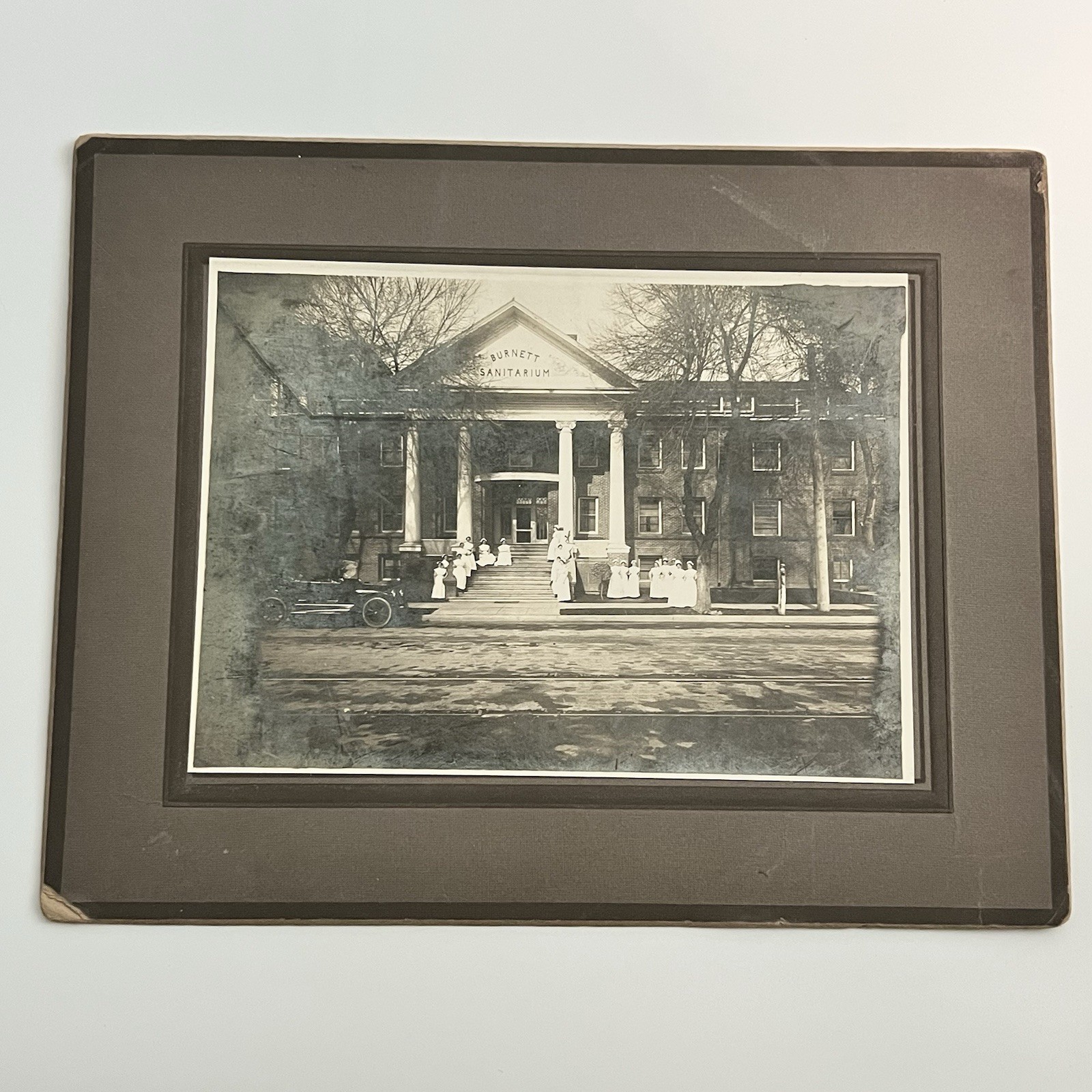 Antique Photograph On Board Burnett Sanitarium Hospital Nurse Car Fresno CA