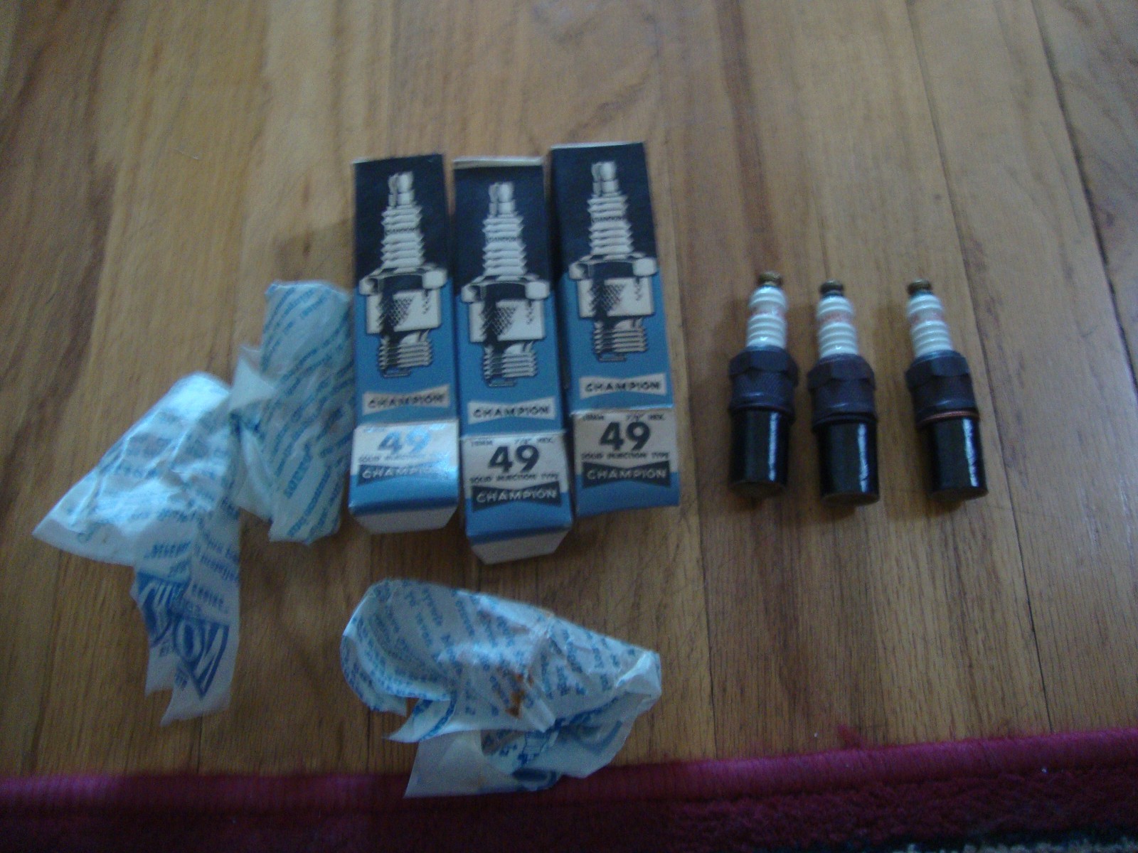 3 NOS Vtg Champion 49 – 18MM – 7/8″ Hex Spark Plugs INTERNATIONAL HARVESTER