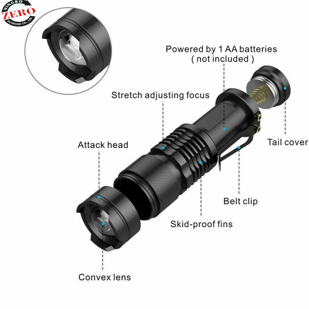 Led Tactical Flashlight Military Grade Torch Small Super Bright Handheld Light