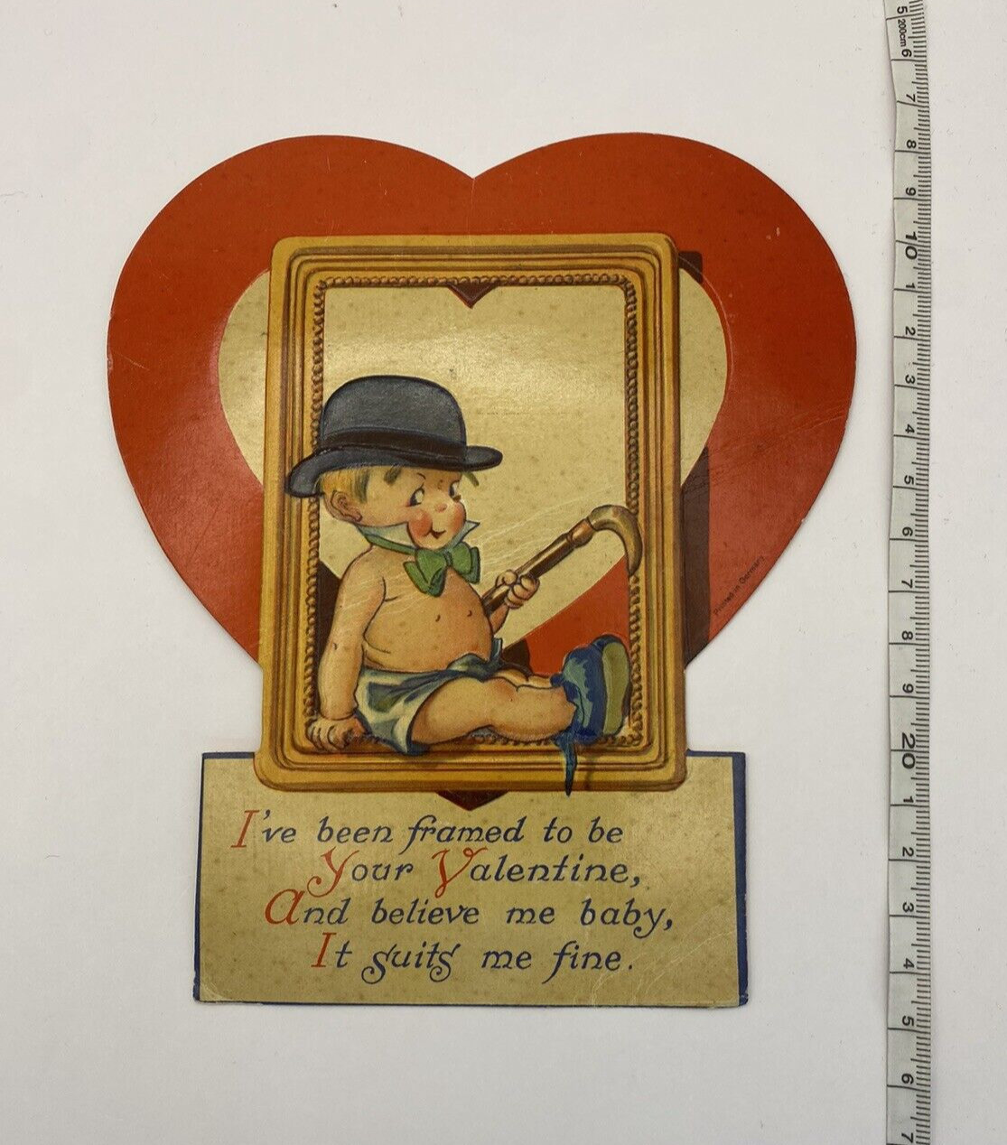 antique german valentine card kewpie kitsch tophat baby vintage