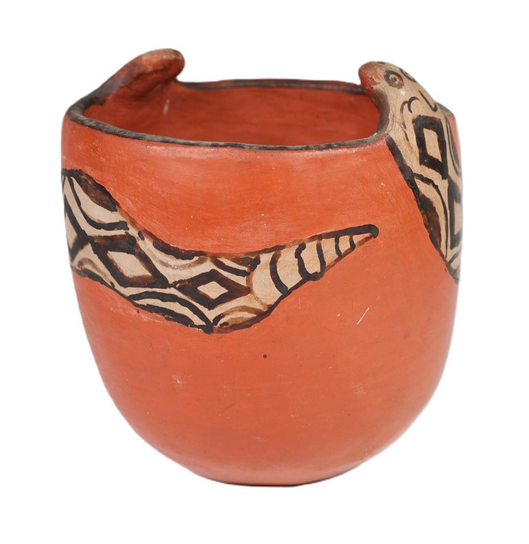 Maricopa Jar Pottery ca. 1910 Size 5.25″ H x 4.625″ D Red Clay Jar