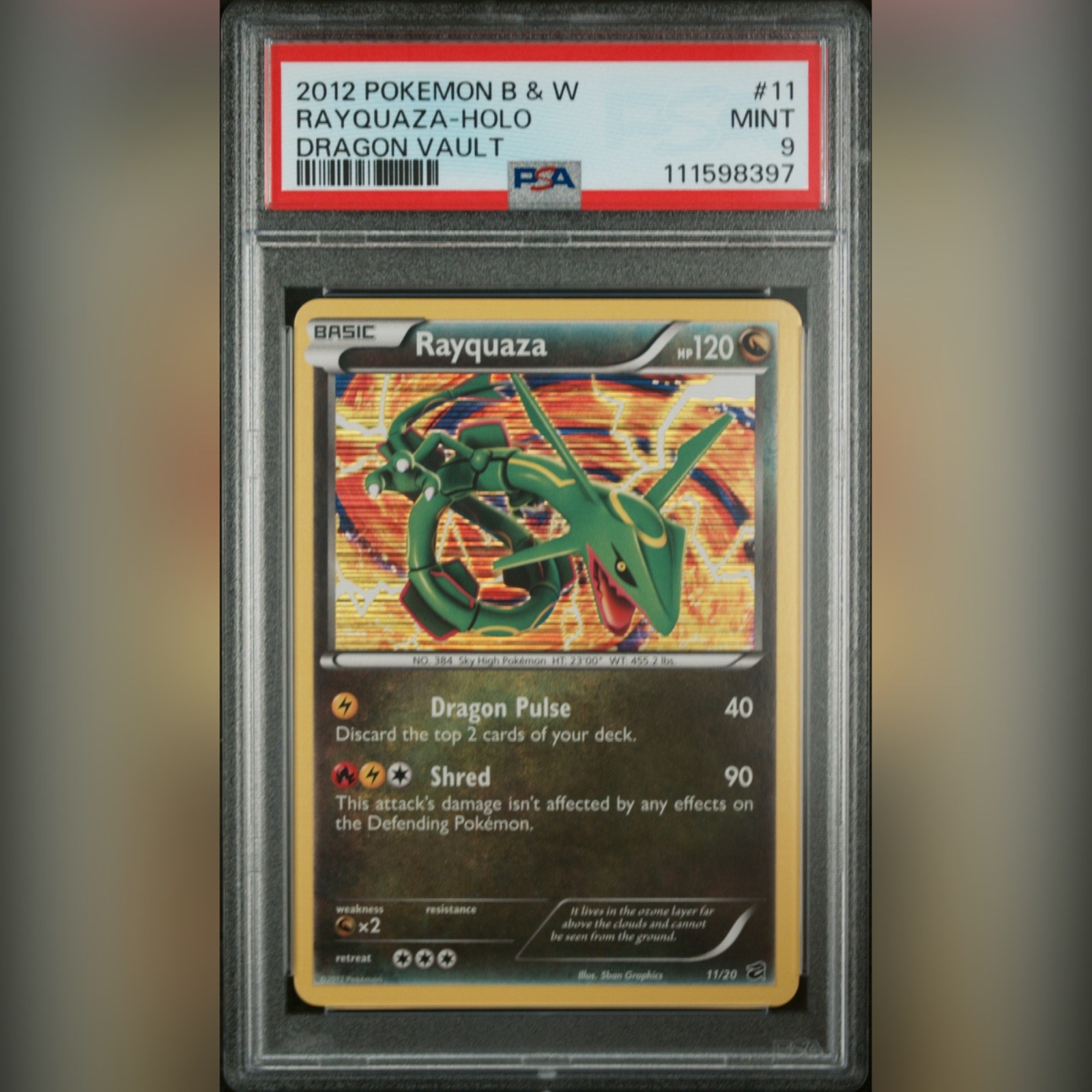 Pokemon TCG – Rayquaza holo 11/20 B&W Dragon Vault 2012 MINT PSA 9