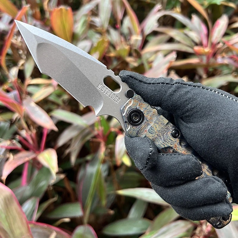 New TC4 Titanium Color Burnt Handle High Hardness Tactical Folding Pocket Knife