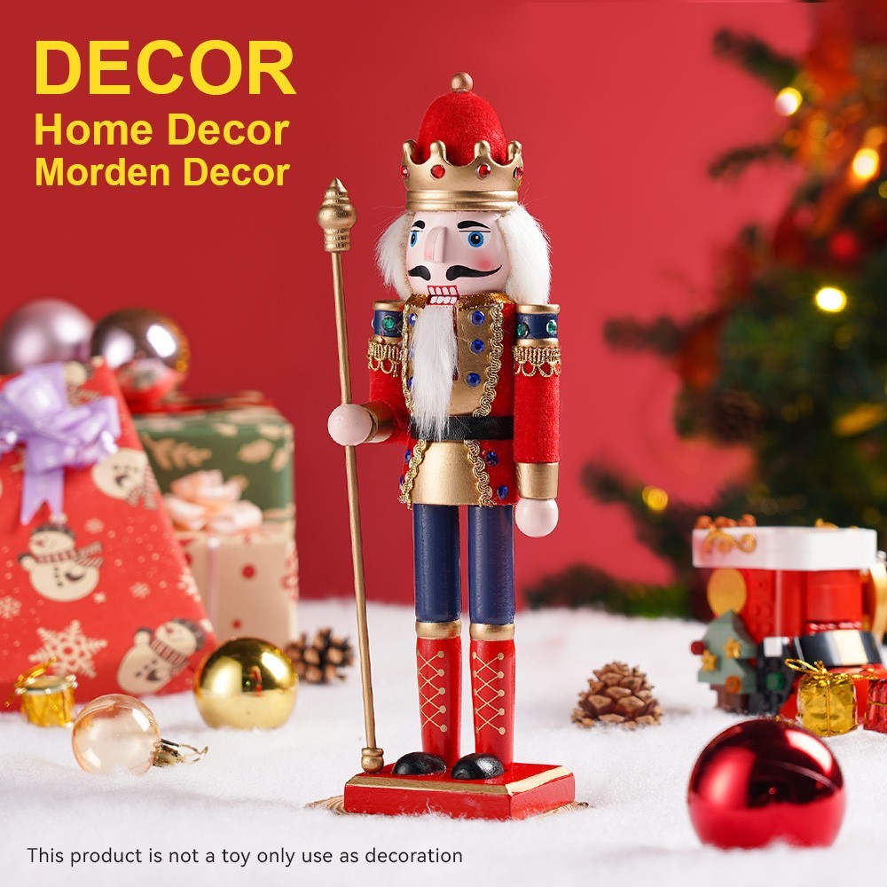 12in Wooden Nutcracker Soldier Christmas Decoration Vintage Decor Gift Red King