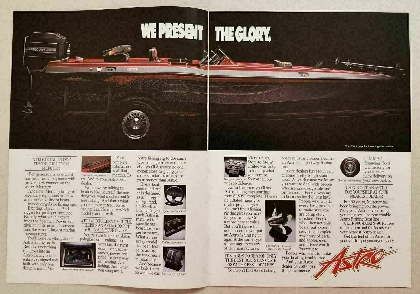 1989 Magazine 4-Pg Booklet Mercury Outboard Motors & Astro Boats Brunswick Corp