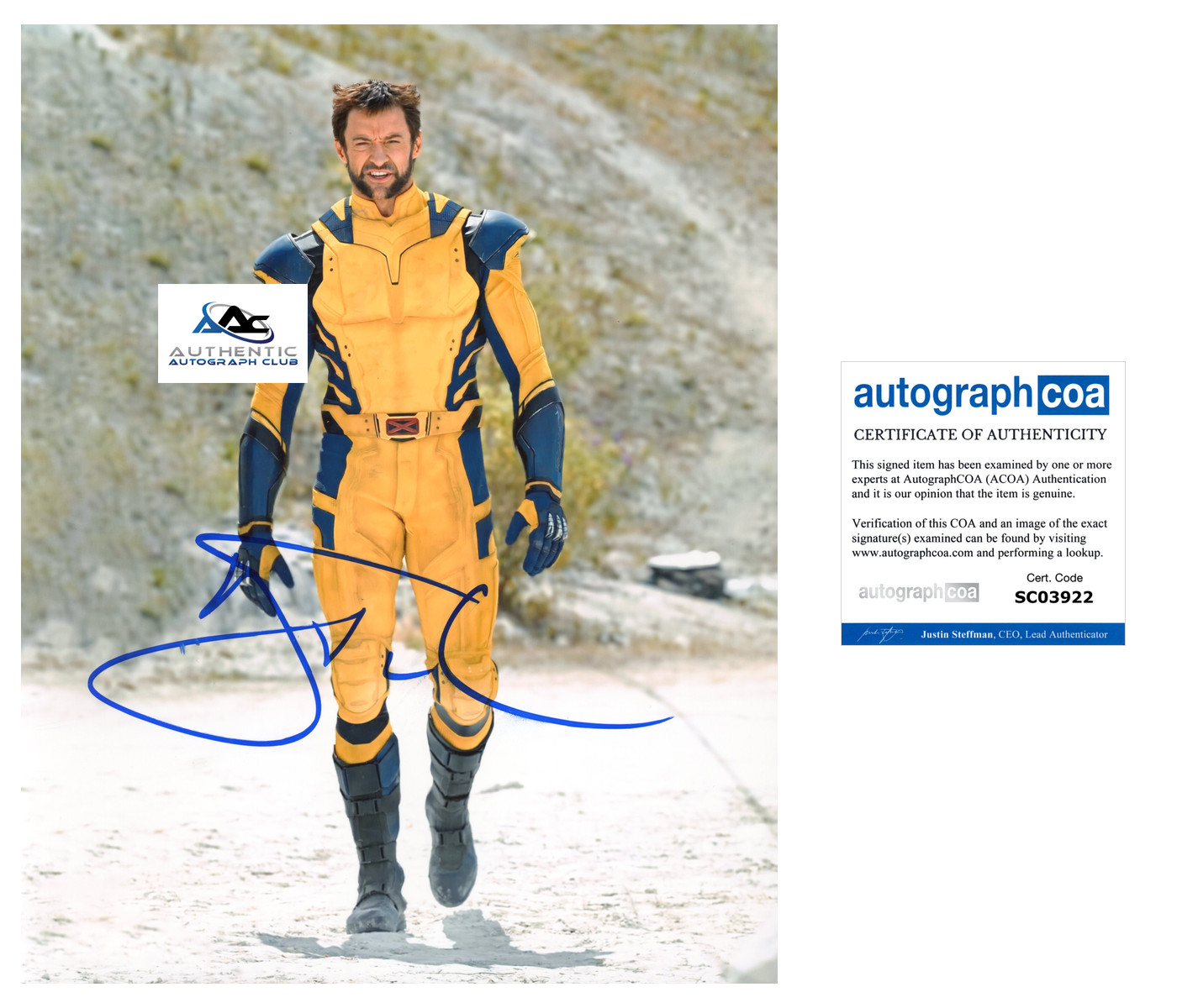 HUGH JACKMAN AUTOGRAPH SIGNED 8×10 PHOTO DEADPOOL 3 DEADPOOL & WOLVERINE ACOA