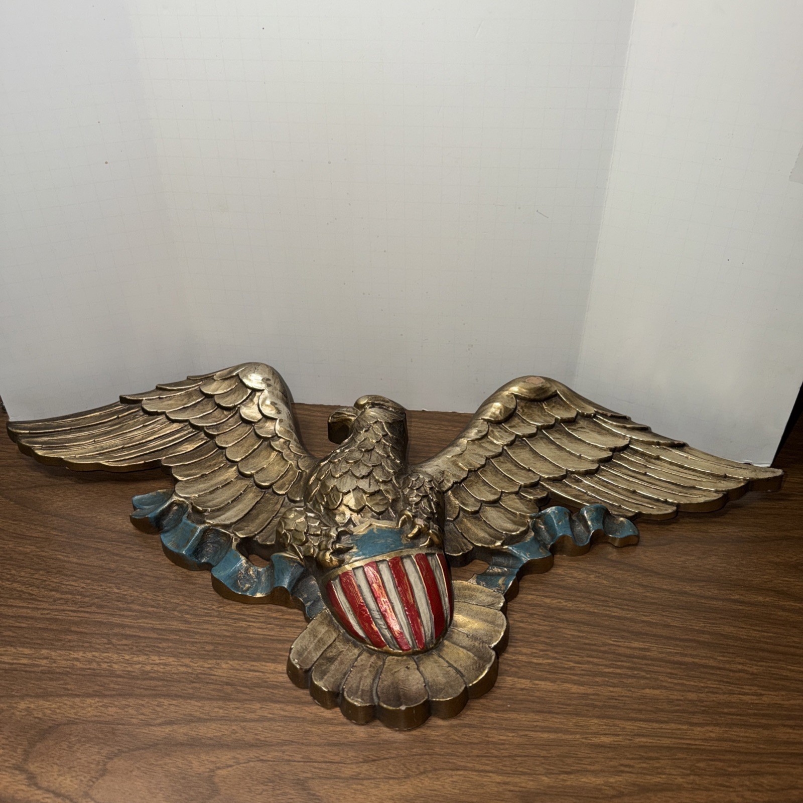 Vintage 1966 Syroco Gold American Eagle Wall Plaque 5172 MCM Americana 22″