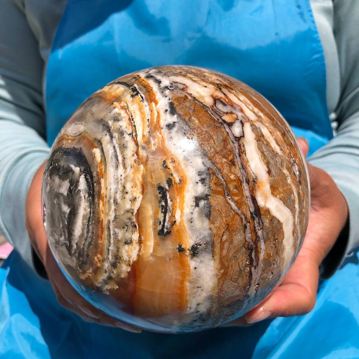 6.97LB Natural Striped Agate Ball Quartz Crystal Sphere reiki healing