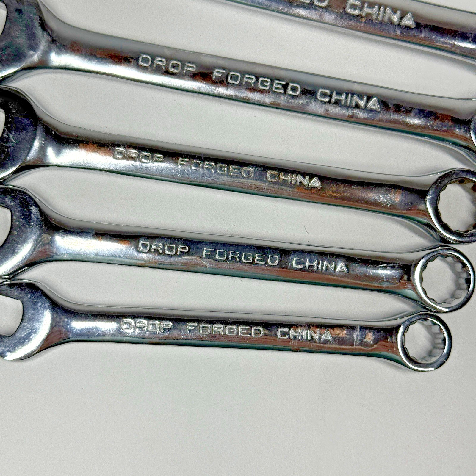12 Pc SAE Metric Double Open End Wrench Set Import Drop Forged China