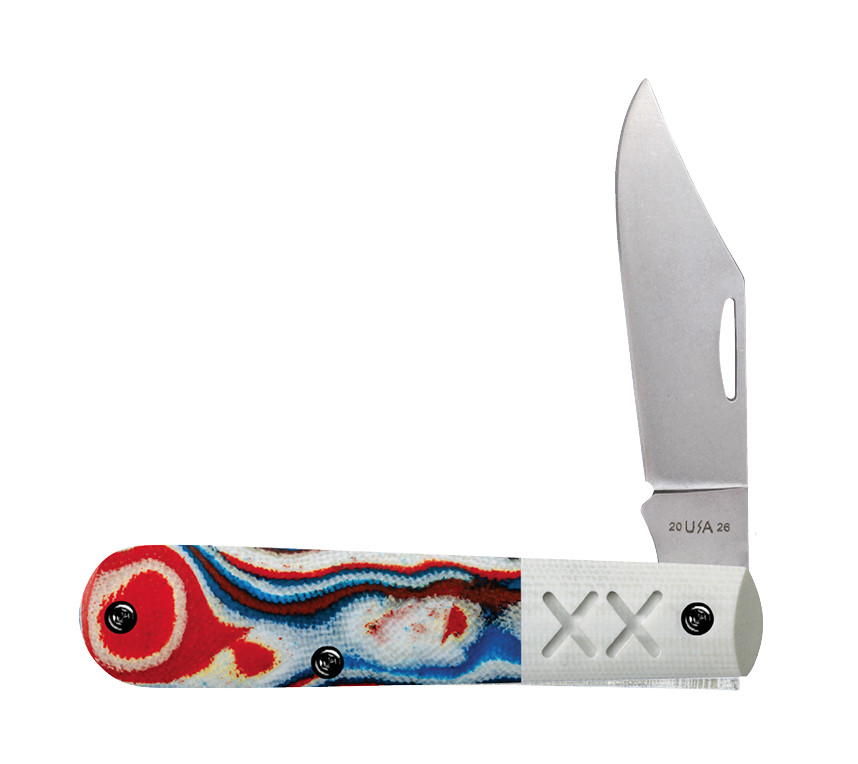 CASE XX KNIVES USA RED WHITE BLUE BURL G10 CROSSROADS XR BARLOW KNIFE 53164