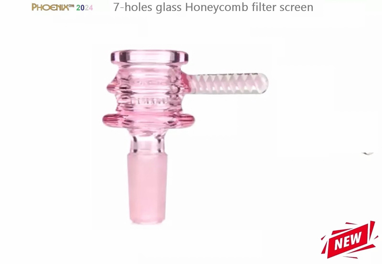 Phoenix ⭐ 14mm Thick Glass Bowl Transparent Pink Honeycomb Screen ✨🌟 🎆💥🚀